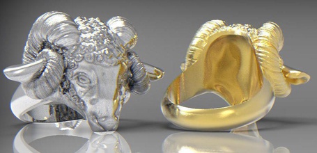 anello di ram gioielli 3d modelnature animale mammiferi terra pecore grande cornuto anelli 3d print model - Mito3D