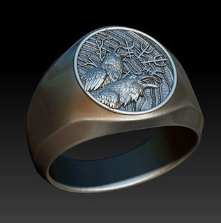 ring raven bird jewelry gold animal animals silver rings 3d print model - Mito3D