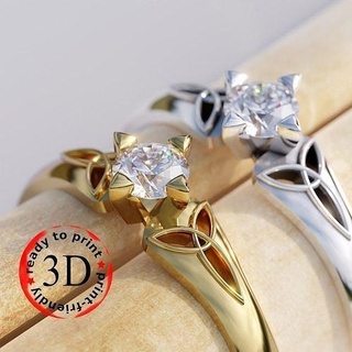 squillare pronto facile stampa 3d Stampa modello oro argento diamante gioielleria stampabile gemma brillante sterlina anelli vichingo donne triquetra gioiello bianca celtico moda 3d print model - Mito3D