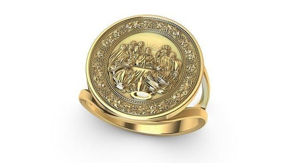 yüzük dini son akşam yemeği Sagrada cemaat Noel Baba yazdırılabilir mücevher düğün nişan elmas takı altın moda platin angagem gümüş cad güzellik safir yüzükler 3d print model - Mito3D