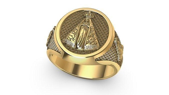 anillo religioso nossa senhora aparecida Santo dama María imprimible joyería Boda compromiso diamante joya oro Moda platino enganchar plata canalla zafiro anillos 3d print model - Mito3D