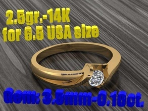 yüzük 1 elmas 016ct altın Kadın mücevher prototip oluşturma 3dprinted tasarım yazdırılabilir baskı takı düğün moda Aşk nişan kız ilkbahar yüzükler 3d print model - Mito3D