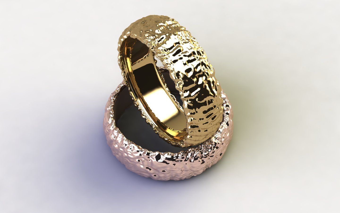 anel rocha de textura rock martelado original da forma printable sterling ouro prata 14k casamento a mulher homem jóias o paládio platina rosegold anéis 3D print model - Mito3D