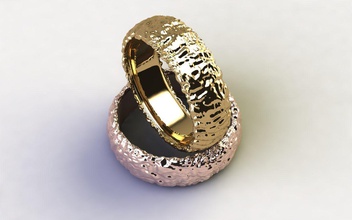 anel rocha de textura rock martelado original da forma printable sterling ouro prata 14k casamento a mulher homem jóias o paládio platina rosegold anéis 3d print model - Mito3D
