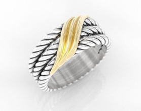 anello di corda d'oro inserisci 416 gioielli 3dprinted il design moda gioiello stampa printabl stampabile la prototipazione anelli argento inserto 3d print model - Mito3D