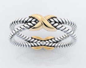 corde del ring simbolo x gioielli 3dprinted il design moda oro d'oro gioiello di stampa printabl stampabile la prototipazione anello anelli argento funi 3d print model - Mito3D