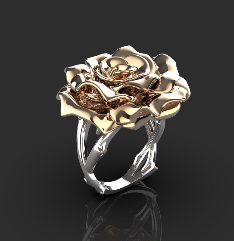 ring rose jewelry luxury precious gold silver sterling printable gift wealth fashion elegant rings 3D print model - Mito3D