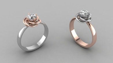 ring rose jewelry gold silver diamond platinum wedding precious gemstone jewel rings 3d print model - Mito3D