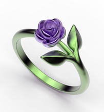 bague Rose poids léger engagement mariage feuilles nature style mode fleur sterling or imprimable vintag bijoux anneaux 3d print model - Mito3D