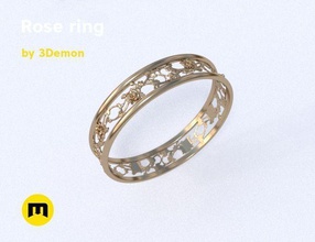 ring rose - 3d print model jewelry rings wearable roses 3d print model - Mito3D