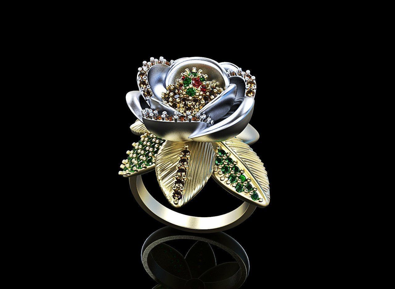 anel rosa pedras joalheria platina gema ouro pingente brilhante diamante moda beleza safira luxo rubi 3drose 3d argolas 3D print model - Mito3D