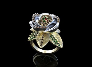 bague Rose pierres bijoux platine gemme or pendentif brillant diamant mode beauté saphir luxe rubis 3drose 3d anneaux 3d print model - Mito3D