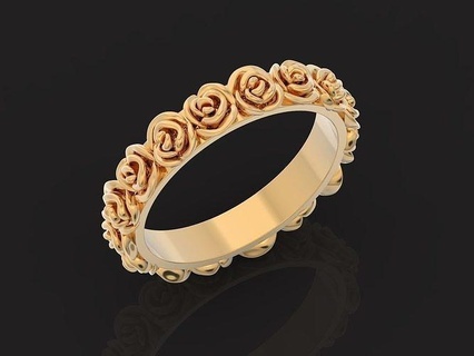 ring rose wedding carerra without stones gold jewelry circle rings roses garden carrera creative design luxury jewel stl 3d print model - Mito3D