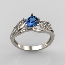 anel áspero safira diamantes jóias gem brilhantes de prata casamento ouro diamante printable jóia o design engajamento noivado pedra gema do anéis 3d print model - Mito3D