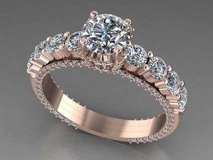 Ring runden Juwel Gold Schmuck Hochzeit Diamant Ringe 3d print model - Mito3D