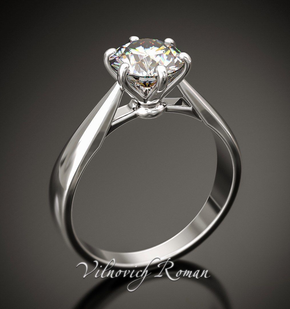 anillo de la piedra redonda joyería cuarzos oro joya el platino gem brillante diamante los anillos 3D print model - Mito3D