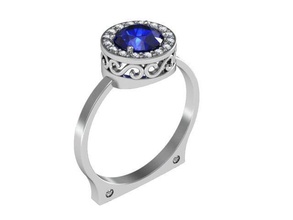 ring royal blau Schmuck kaufen 3d Modell schön cad diamond engagement Mode gem gold Platin jewelryprint jewelrywax kostbar printversion Silber Hochzeit Ringe 3d print model - Mito3D