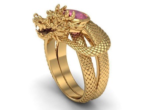 squillare rubino drago dito gioielleria gemma diamante pietra preziosa oro uomini donne anelli 3d print model - Mito3D