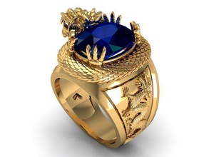 ring ruby dragon a jewelry rings gem stone diamond animal sapphire emerald topaz platinum jewel 3d print model - Mito3D