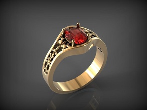 anillo de rubí ornamento la joyería joya gem oro ruby compromiso ropa piedras preciosas plata los anillos 3d print model - Mito3D