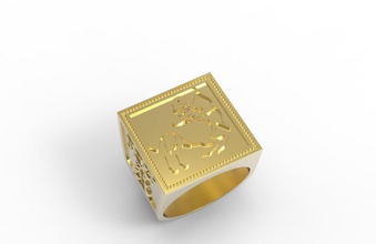 ring sagitarius zodiac sign gold design silver jewelry precious fashion jewellery printable cnc beauty 3d man signet rings 3d print model - Mito3D