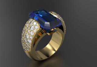 ring sapphire jewelry baget gem rubin gold shining luxury jewel diamond fashion silver bling precious brilliant engagem beauty rings 3d print model - Mito3D