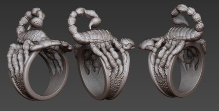 bague of scorpion sculpture bronze argile statue zodiaque or bijoux anneaux 3d print model - Mito3D