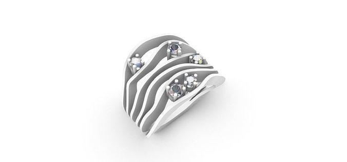 bague forme bijoux or imprimable diamant argent mariage engagement brillant platine sterling gemme anneaux 3d print model - Mito3D