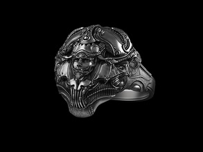 anillo of brillo biomecánica cabeza 3d impresión stl modelo giger extraterrestre hora joyería joya anillos diseño plata arte imprimible símbolo lujo 3d print model - Mito3D