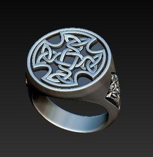 ring signet keltisch wikinger kreuz christian religion juwel nordisch männer biker rocker schädel frei download obj stl 3dprint schmuck ringe 3d print model - Mito3D