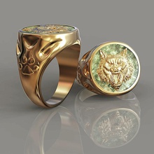 ring signet wolf jewelry gold silver luxury man free animal head shining romance husky fashion wedding rings 3d print model - Mito3D