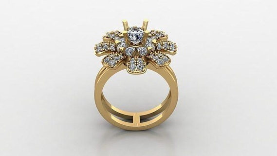 squillare semplice fiore ragazza gioielleria anelli oro stampabile diamante argento Fidanzamento gioiello nozze 3d print model - Mito3D