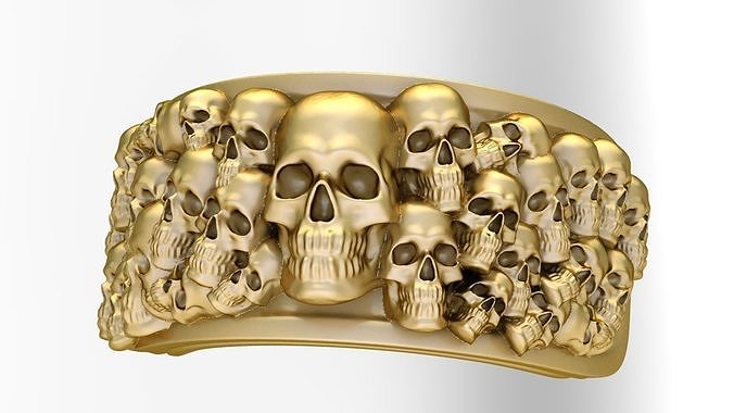 ring skull jewelry rings jewellery silver jewel gold head skeleton art man 3D print model - Mito3D
