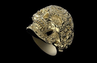 anel de caveira jóias mãe feminino diamantes diamante ouro prata tiffany esmalte anéis pasquale bruni crânio 3d print model - Mito3D
