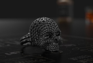 ring skull jewelry human silver white printable sterling jewel jewellery wedding print fashion beauty vintag sculpt realistic zbrush cad rings 3d print model - Mito3D