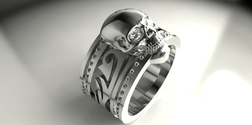 ring skull jewelry jewellery design designer cad challenge joias rhino rendering jewel stl rhinoceros silver gold rings 3D print model - Mito3D