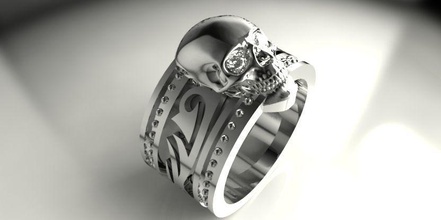 yüzük kafatası takı mücevher tasarım tasarımcı cad meydan okuma mücevherler gergedan işleme stl gümüş altın yüzükler 3d print model - Mito3D