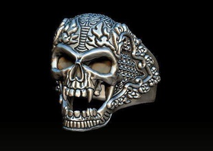 ring skull asian fashion skullring biker bikers pendant gothic demon thai japan ornament masonic freemasonry rocker ringskull jewelry rings 3d print model - Mito3D