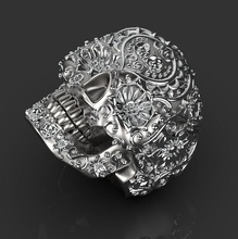 anel crânio joalheria esqueleto mandíbula platina gema luxo ouro argolas enfeite 3d print model - Mito3D