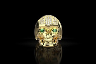 ring skull jewelry pendant earings gold silver titan rings 3d print model - Mito3D