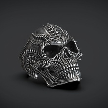 ring skull biomechanics stl 3d model printing biker jewelry skullring ringskull giger alien jewellery jewelri rings rin 3d print model - Mito3D