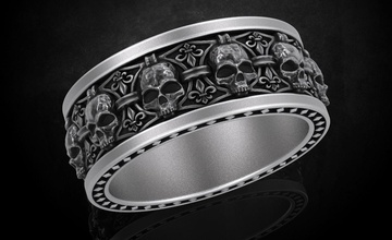 anillo cráneo heráldico lirio tamaños 252 3dprinted diseño moda oro joya joyería impresión imprimible prototipos anillos plata 3d print model - Mito3D