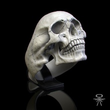 ring skull jaw jewel jewelry printable rings scull sculpt silver skullring 3dprint sculpture scullring 3d print model - Mito3D