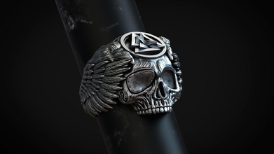 ring schädel odin wikinger raben valknut 3d drucken schädelring rin rabe krone biker norwegen krieg schmuck ringe 3d print model - Mito3D