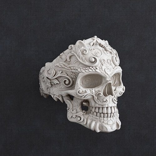 ring skull pattern 3d model rings jewelry printable jewellery art sculptures 3D print model - Mito3D