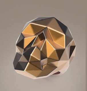 anel crânio poli ouro prata geometria faceta estilo estilizado geométrico cubo imprimível arte origami papel joalheria argolas 3d print model - Mito3D