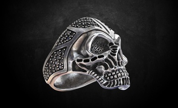 ring skull stones stylish 227 3dprinted design fashion gold golden jewel jewellery jewelry print printabl printable printing prototyping rings silver 3d print model - Mito3D