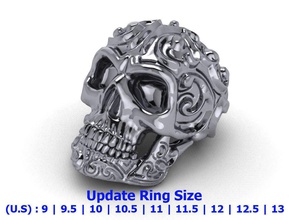 ring skull update size jewelry metallic bikers jewel bikerring ringskull silver skullring 3dprint motorcycle metal steel rings 3d print model - Mito3D