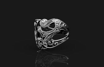 anillo cráneo esqueleto joyería joya esculpir plata oro zbrush anillos hueso 3d print model - Mito3D