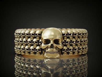 ring skulls mens silver band biker skull etsy jewellery gothic bone skeleton head sterling printable jewelry rings 3d print model - Mito3D